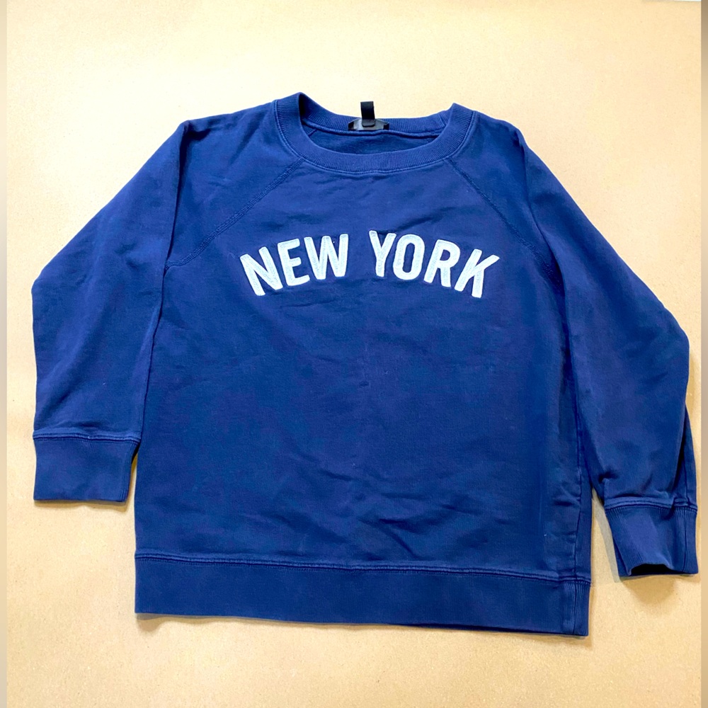 J. Crew Women’s Sz Small Navy Long Sleeve Sweatshirt New York on Front Casual